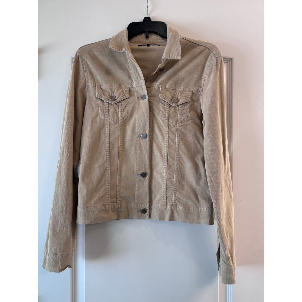 Theory Corduroy Jacket Womens Medium Tan Trucker Button Front Casual